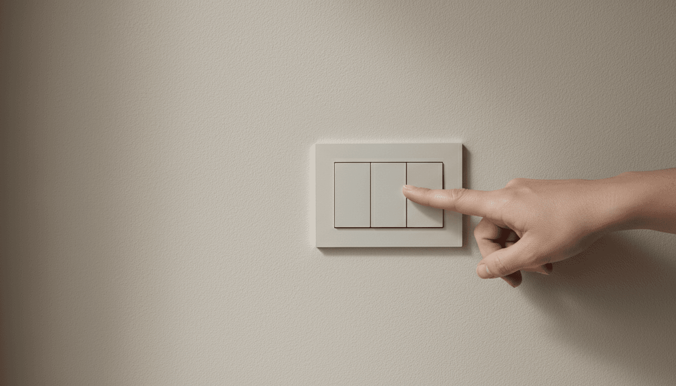 A minimalist wall switch plate in soft daylight
