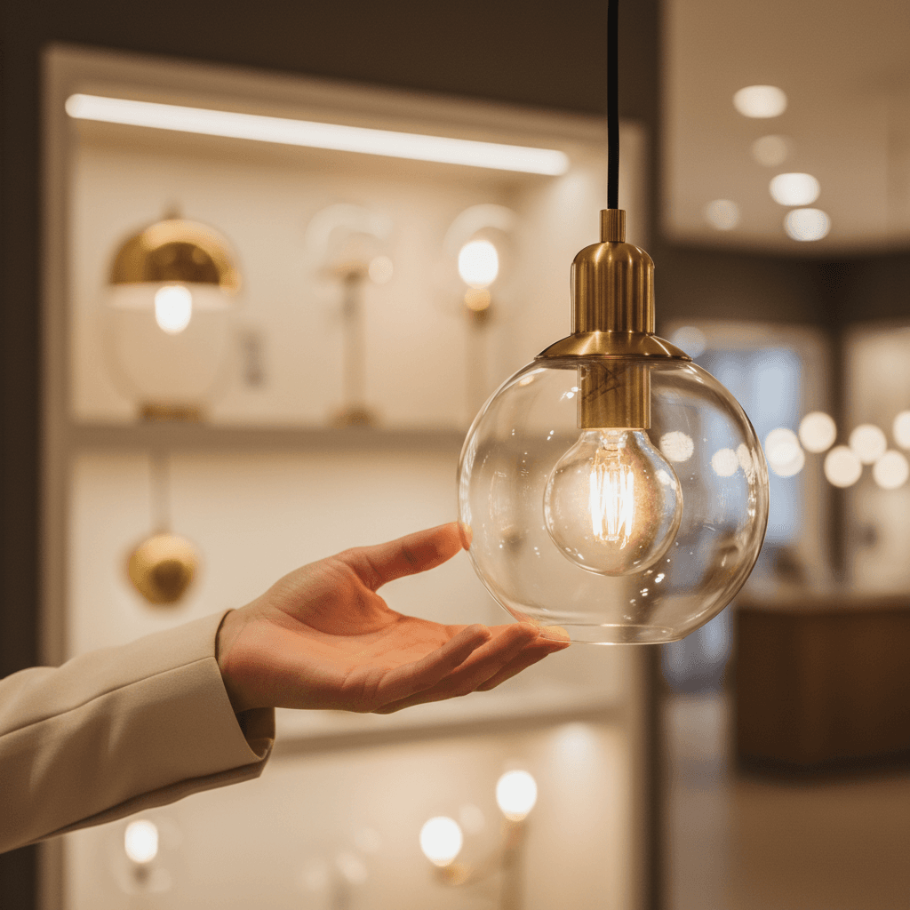 craftsman installing a brass light fixture