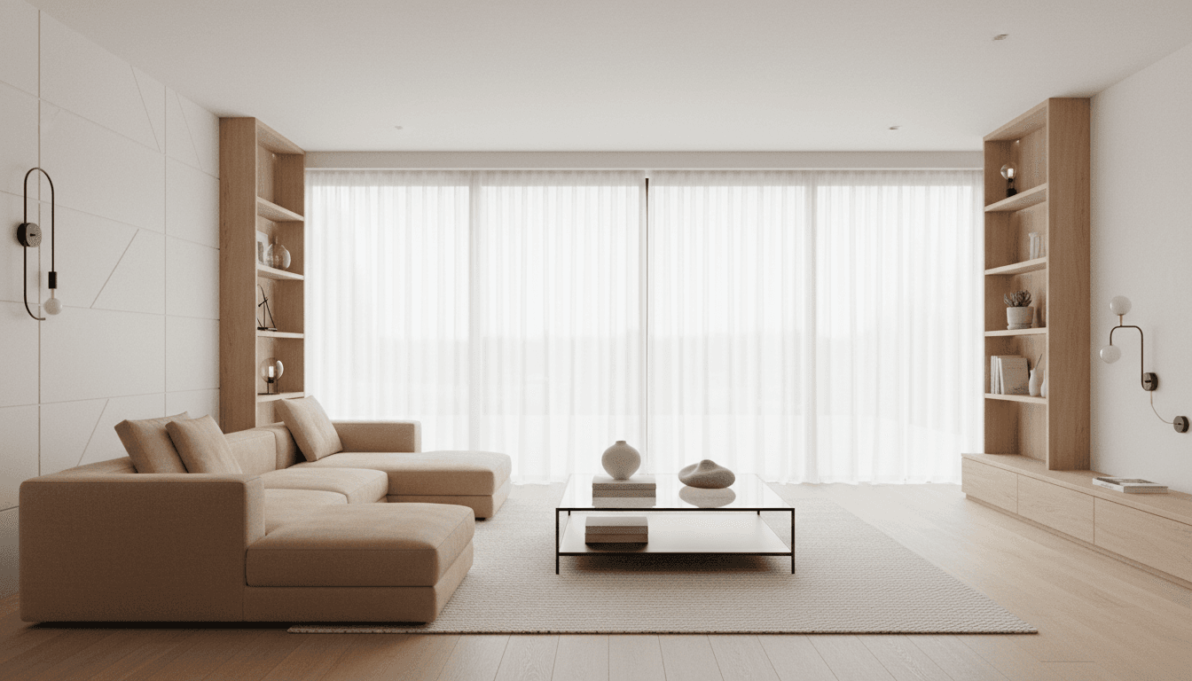 Interior with a softly lit wall sconce in a modern home